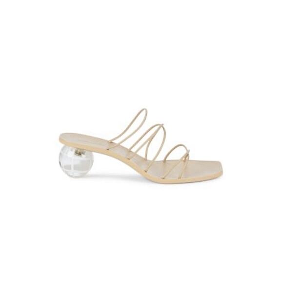 Cult Gaia Cassie Bubble Sandals Tan Leather Strappy Heels Size 5 US / 35 EU - Picture 1 of 13